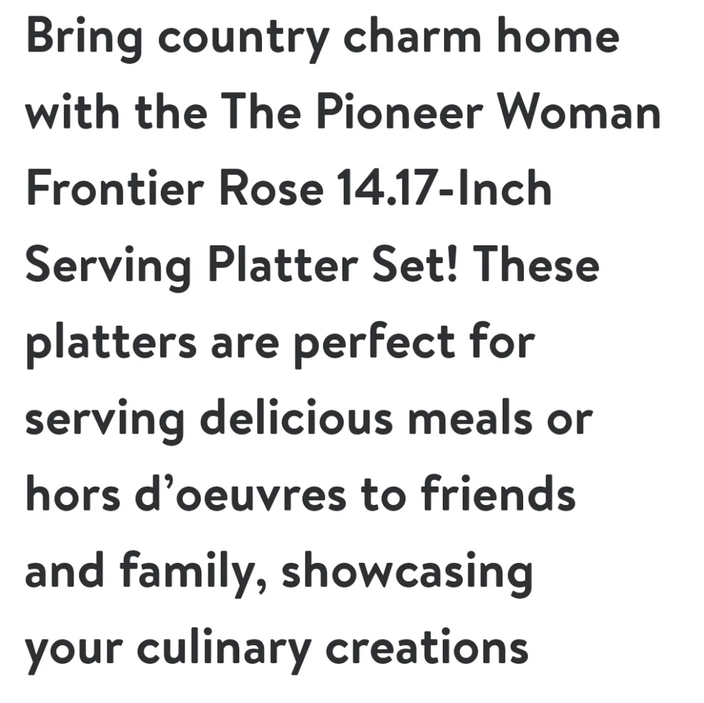 ❤️ New Pioneer Woman Frontier Rose 2-Pack Serving Platter Set - Picture 2 of 6